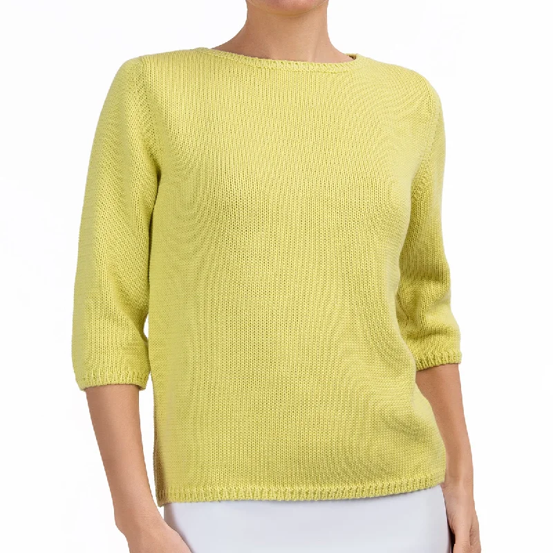 3/4 Sleeve Pullover in Chartreuse