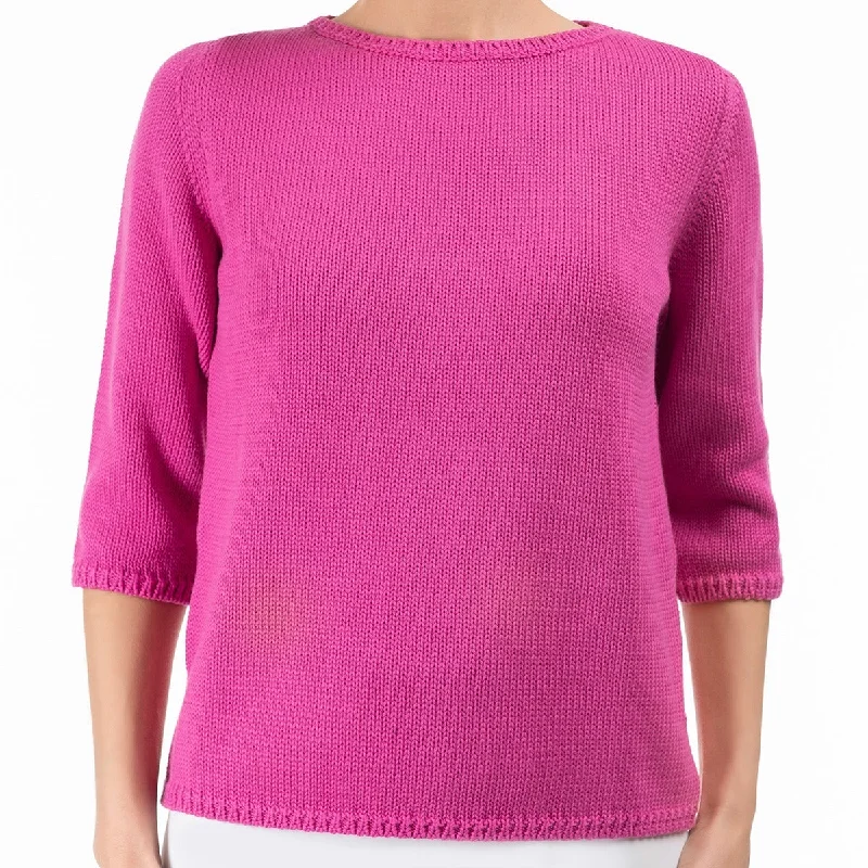 3/4 Sleeve Pullover in Fuxia