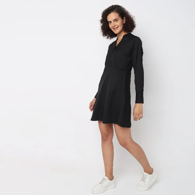 Regular Fit Solid Dress