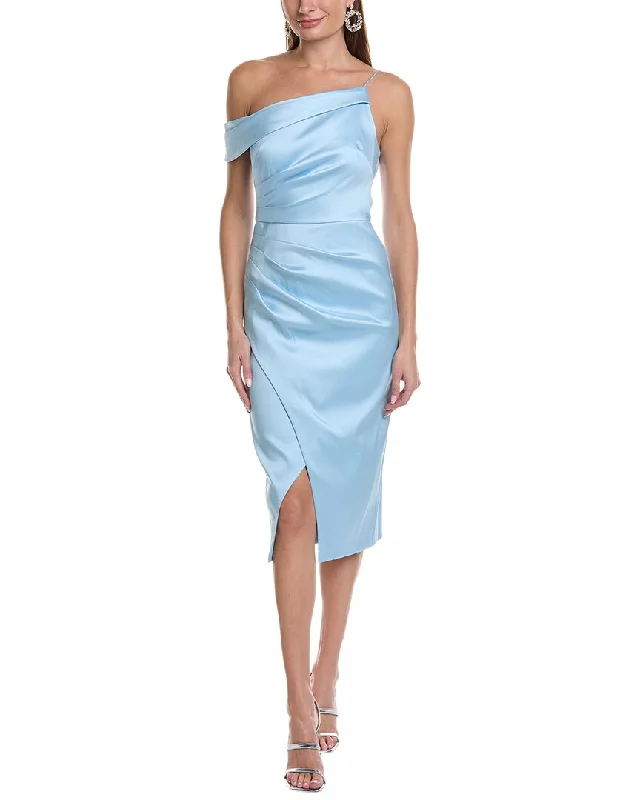 Aidan Mattox Asymmetrical Mikado Midi Dress