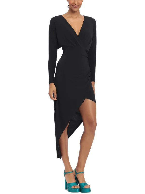 Womens Asymmetric Midi Sheath Dress