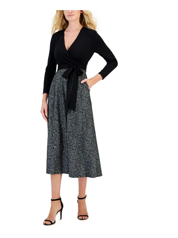 Womens Surplice Midi Wear to Work Dress