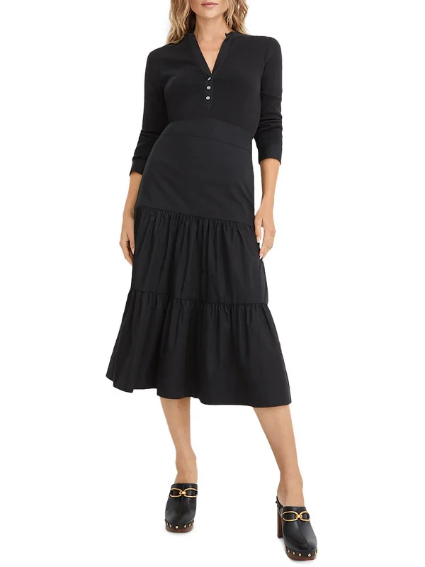 Womens Tiered Calf Midi Dress