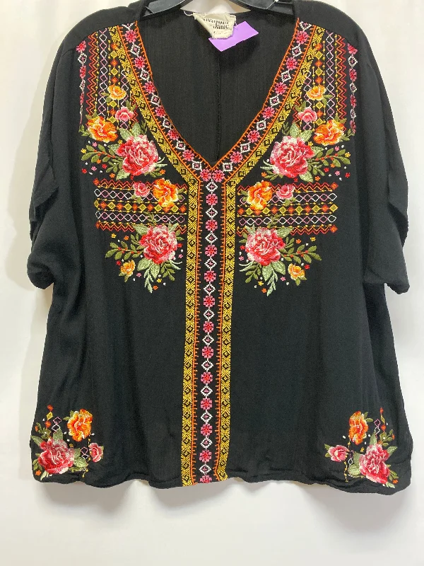 Black Top Short Sleeve Savanna Jane, Size 1x