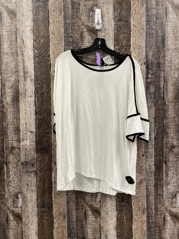 Black & White Top Short Sleeve Cable And Gauge, Size L