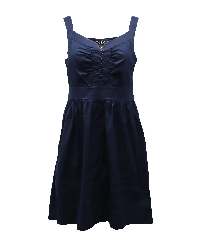 Diane Von Furstenberg Sleeveless Mini Dress in Navy Blue Jersey