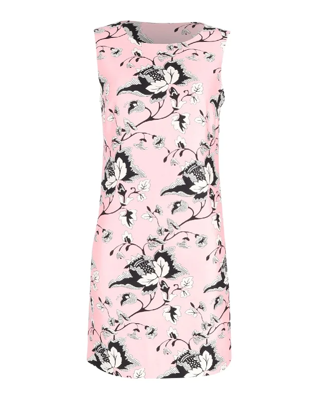 Diane von Furstenberg Sofia Printed Sleeveless Mini Dress in Pink Silk