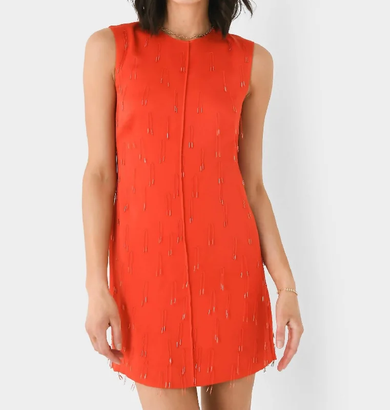 Fallon Embellished Mini Dress In Flame