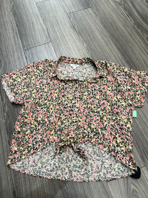 Floral Print Top Short Sleeve Nine West, Size L