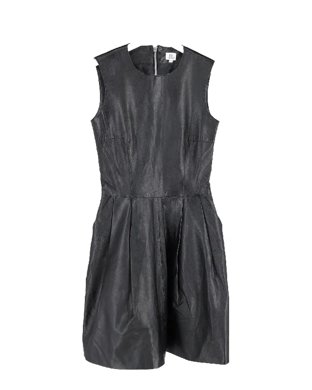 Iris & Ink Mini Dress in Black Leather