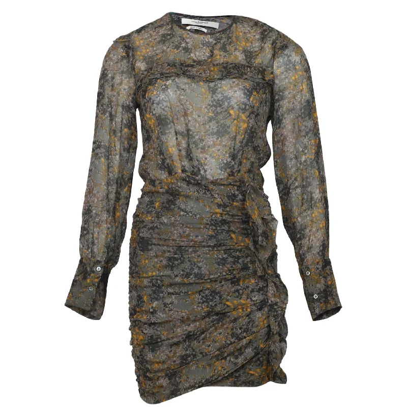 Isabel Marant Étoile Jirvina Floral-Print Sheer Mini Dress in Multicolor Viscose