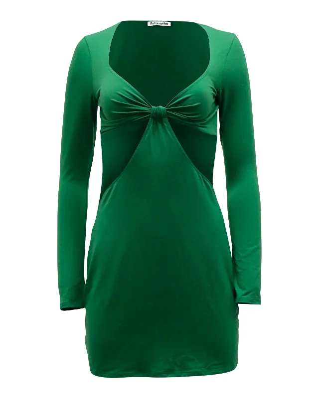 Reformation Hale Cutout Mini Dress in Green Lyocell