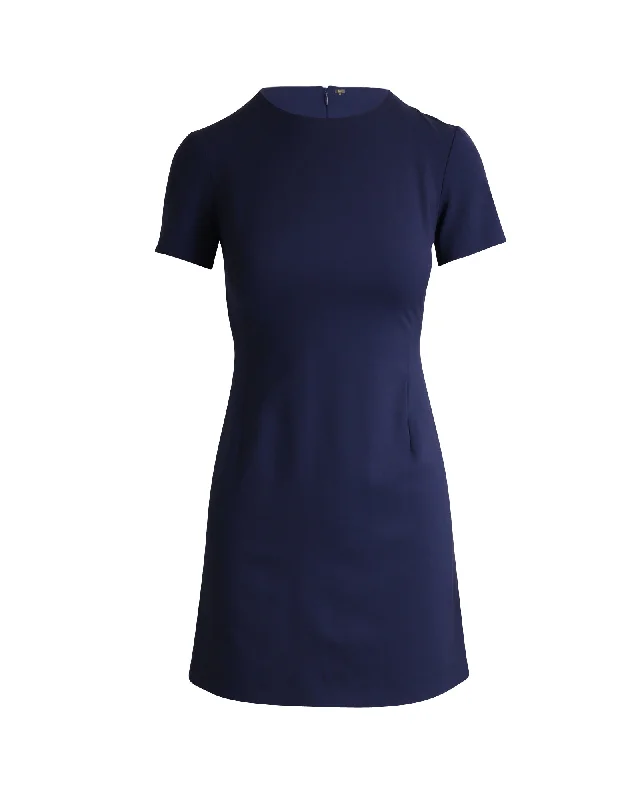 Theory Mini Shift Dress in Navy Wool