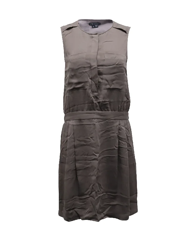 Theory Sleeveless Mini Dress in Grey Polyester