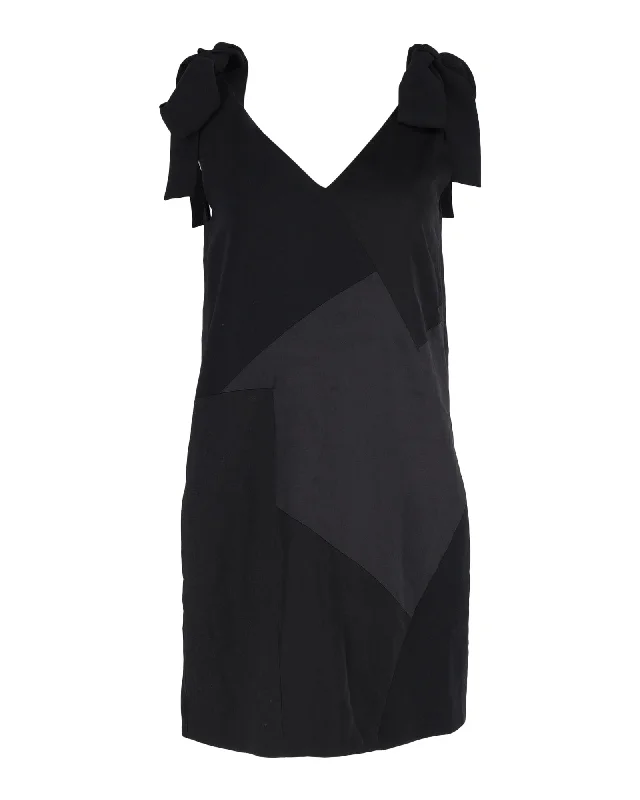 Victoria Beckham Tie-Straps Paneled Mini Dress in Black Polyester