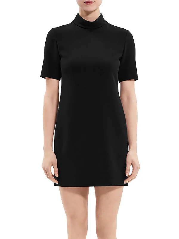 Womens Crepe Short Sleeve Mini Dress