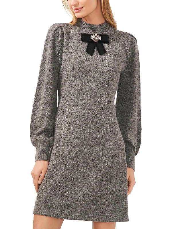 Womens Embellished Mini Sweaterdress