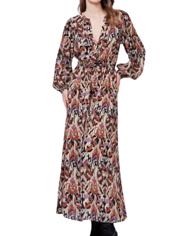 Chloe Abstract Print Maxi Dress In Brown