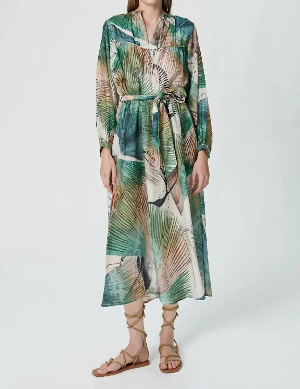 Daisy Maxi Dress In Palm Dye Green