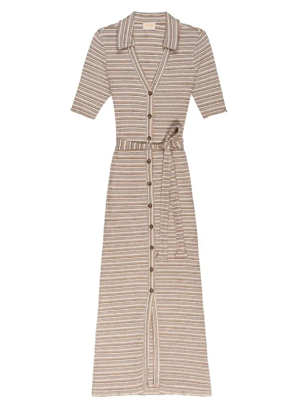 Enise Button Up Maxi Dress In Layer Cake