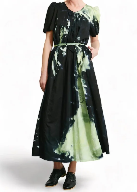 Flutter Maxi Dress In Cosmic Leaf