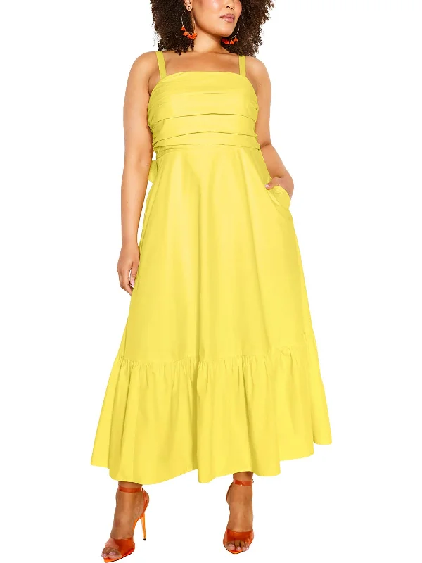 Plus Womens Fit & Flare Long Maxi Dress