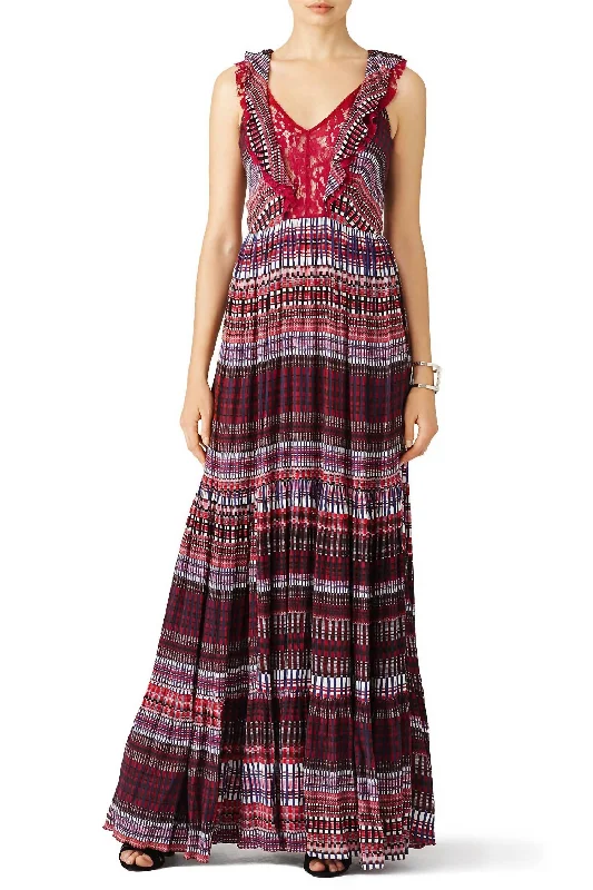 Printed Suzi Maxi Dress In Red