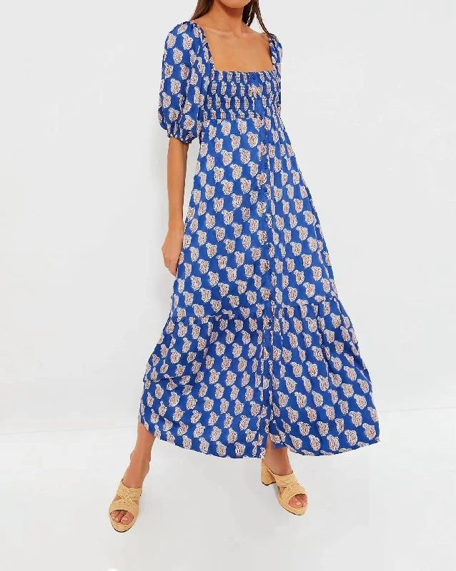 Santiago Maxi Dress In Blue Paisley