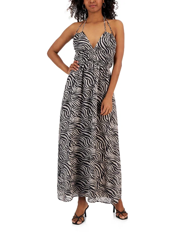 Womens Animal Print Textured Maxi Dress