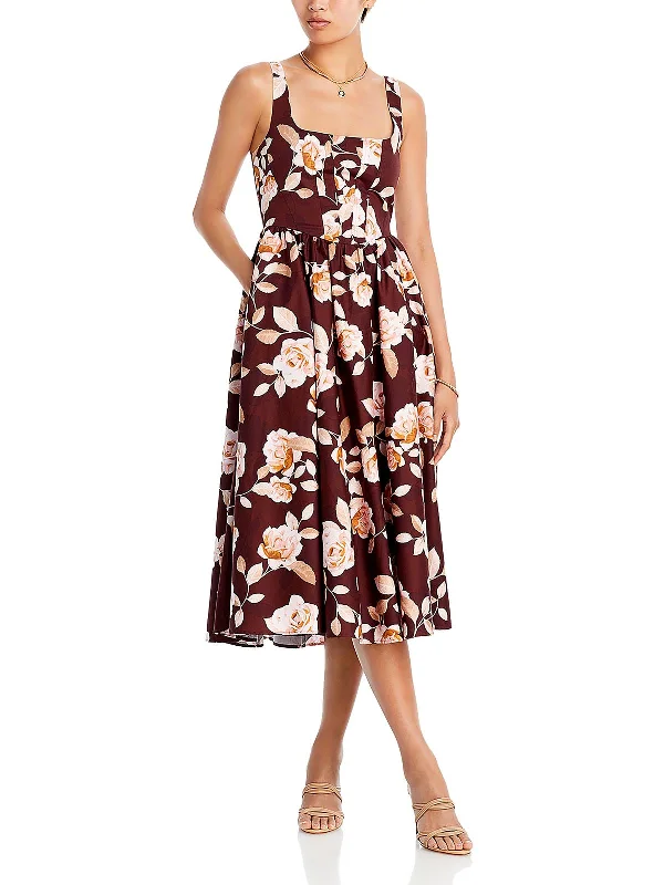 Womens Corset Seamed Floral Maxi Dress