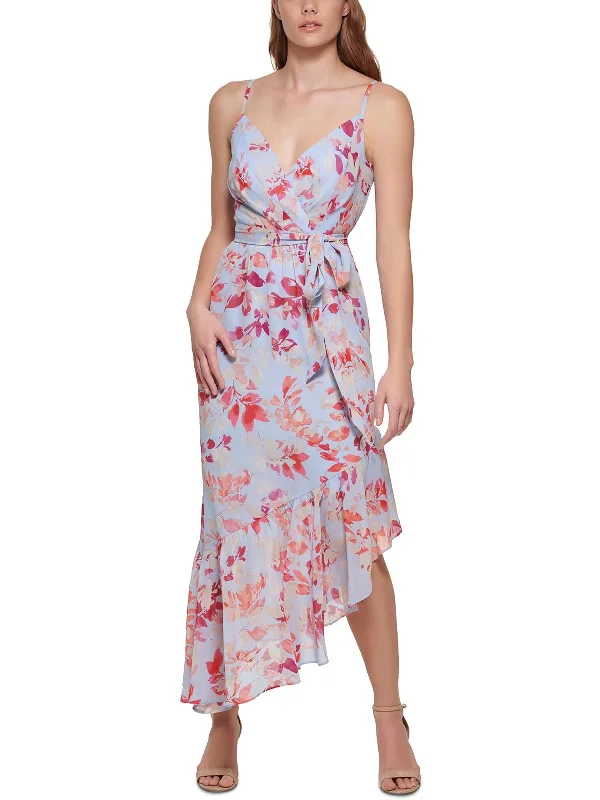 Womens Floral Print Polyester Maxi Dress