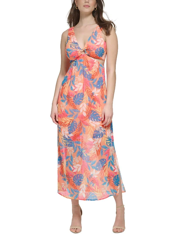 Womens Printed Chiffon Maxi Dress