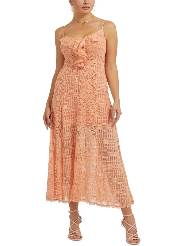 Womens Strappy Lace Maxi Dress