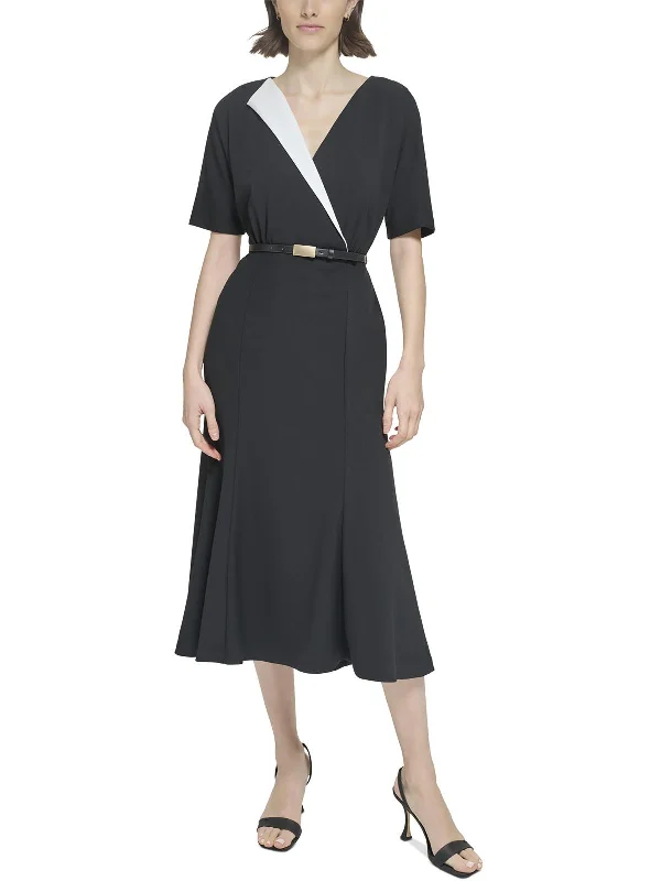 Womens Surplice Crepe Maxi Dress