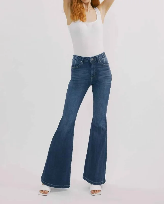 High Rise Super Flare Jean In Medium Wash