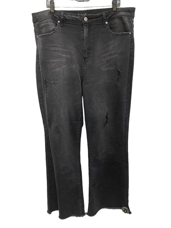 Jeans Straight By Risen In Black Denim, Size: 3x