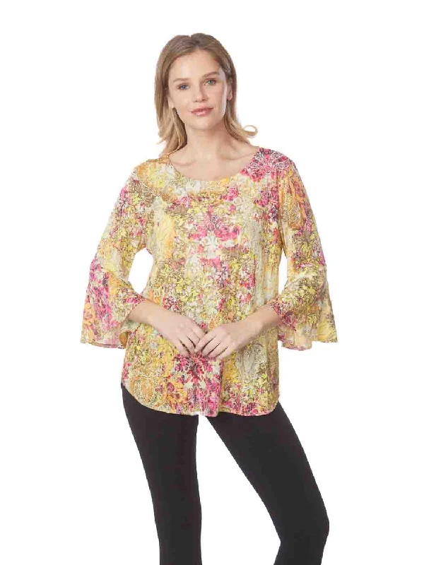 Tianello print "Bali Gold" Cotton Knit Burnout "Trey" Tunic