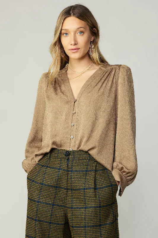 Shirred Jacquard Blouse