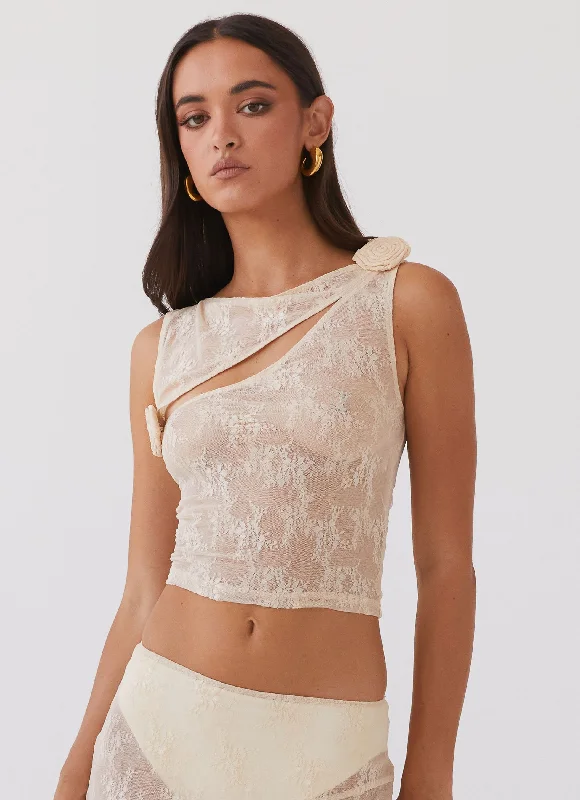 Nakia Rose Lace Top - Ivory