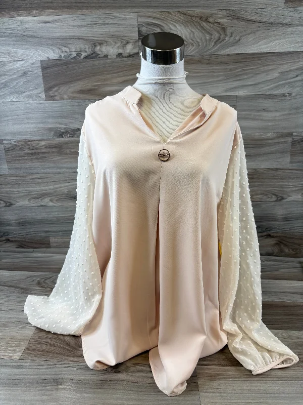 Top Long Sleeve Basic By Cme In Beige, Size: Xl