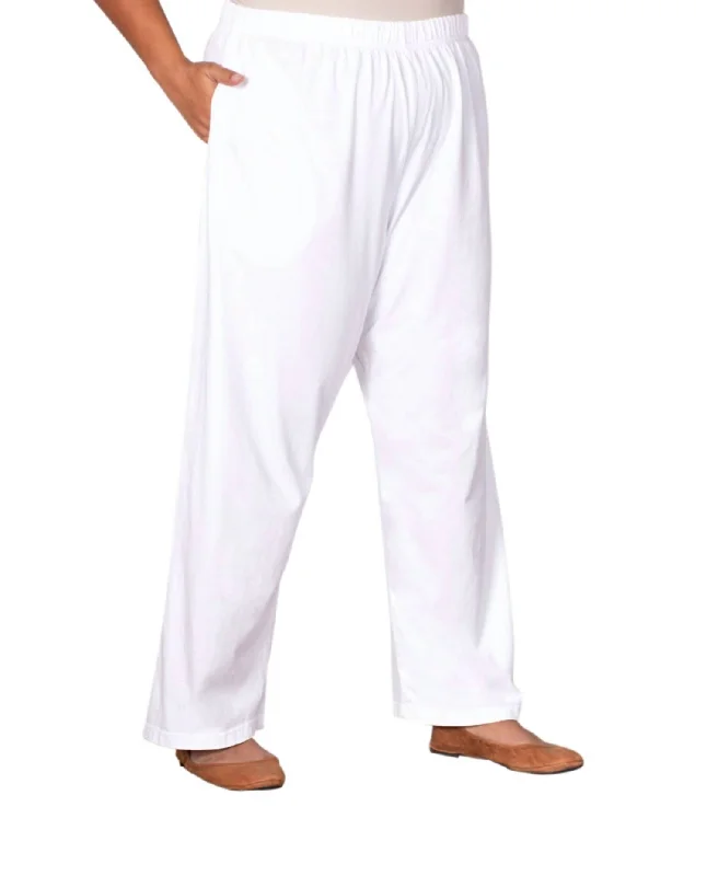 Cotton Wide Leg Pants - Plus In White