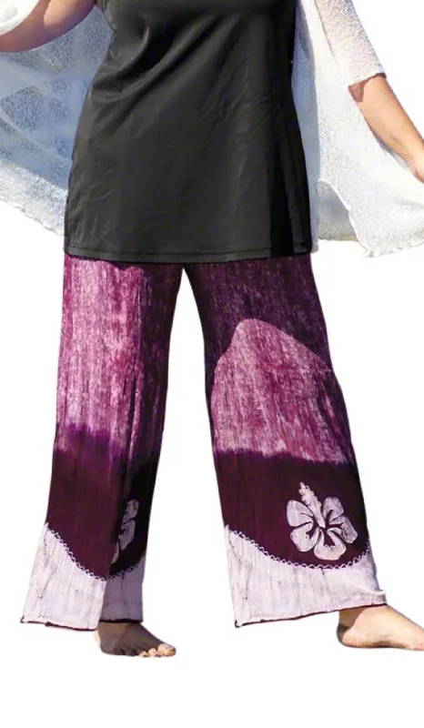 Drawstring Cotton Rayon Pants - Plus In Wine