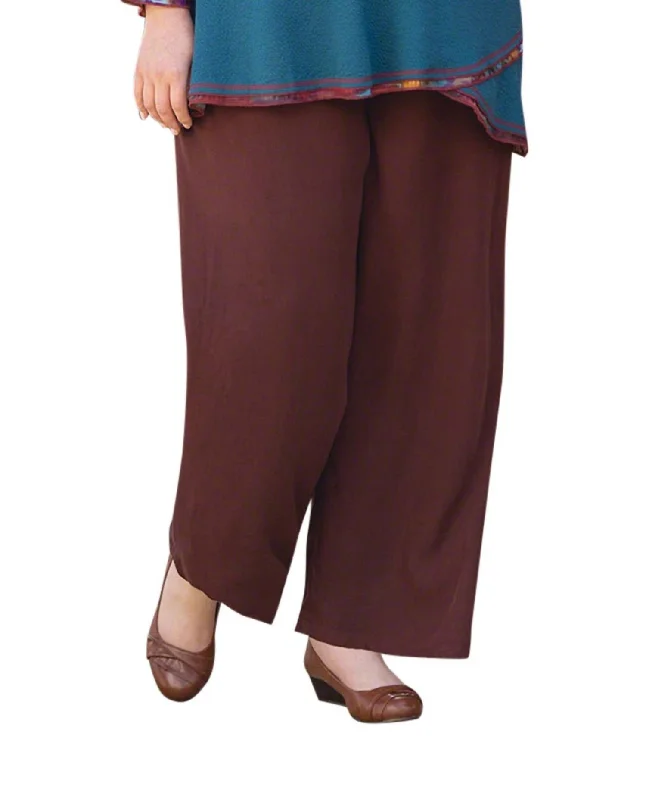 Essential Wide Leg Rayon Pants - Plus In Cocoa