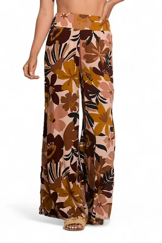 Printed Pant In Pink Polynesia