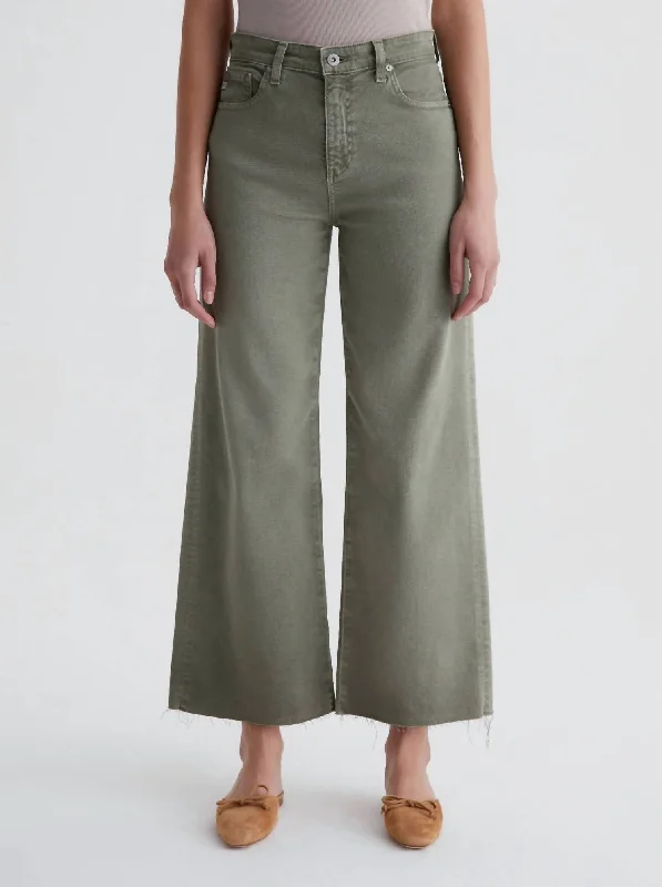 Wide Leg Crop Pants In Sulfur Dried Parsley