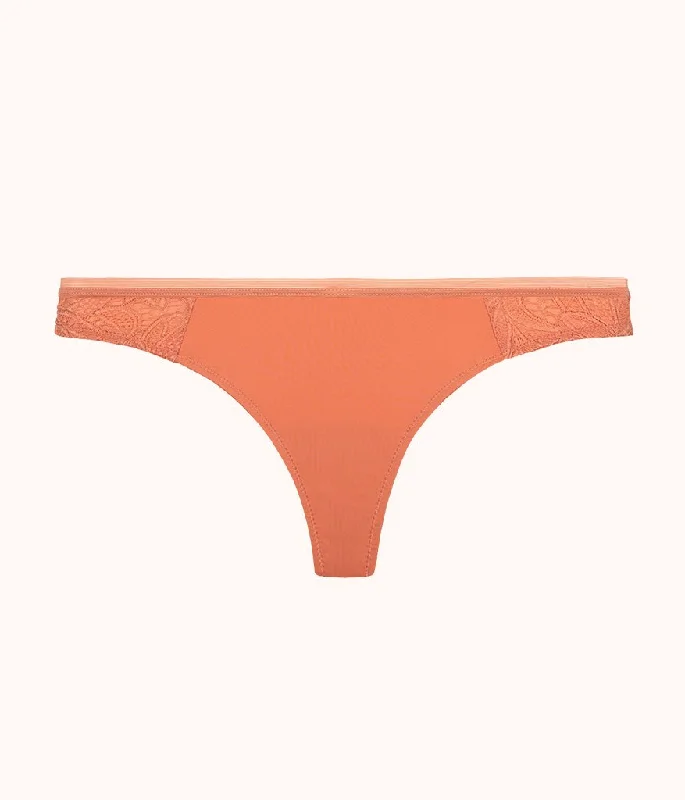 The Palm Lace Thong: Terracotta