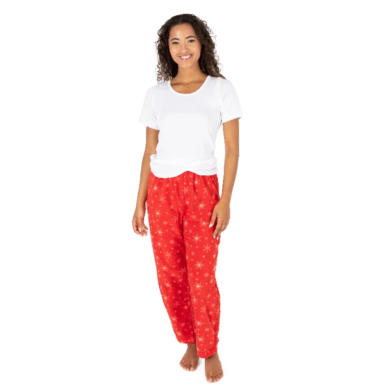 Christmas Womens Fleece Pajama Pants Snowflake