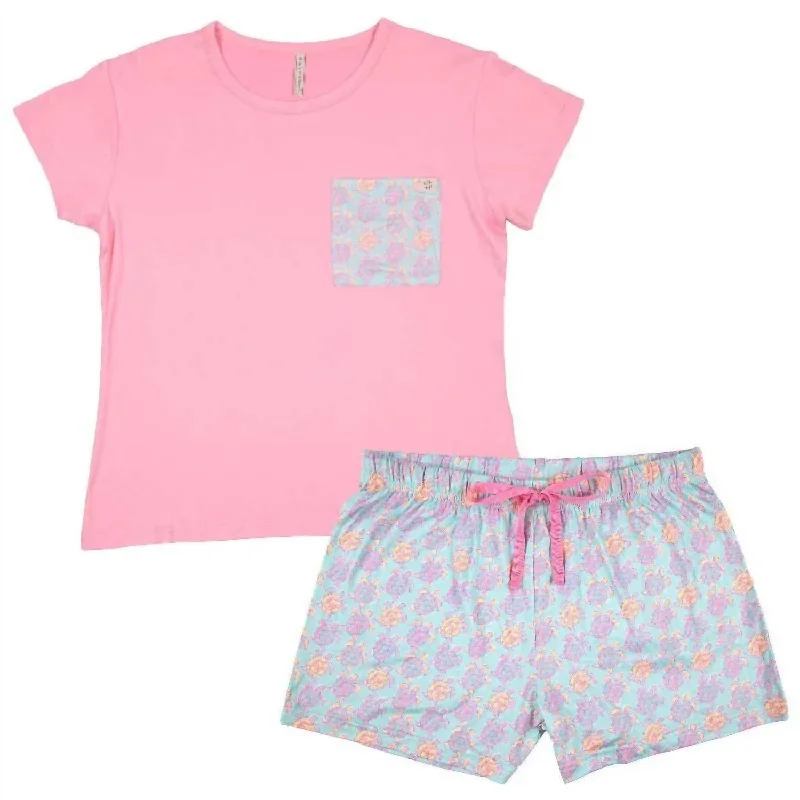 Pajama Lounge Set In T-Shirt Turtle