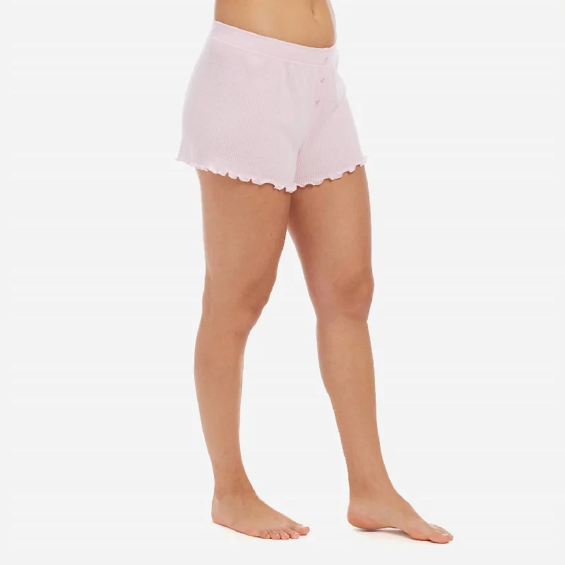 Ribbed Jersey Sleep Short In Pastel Pink