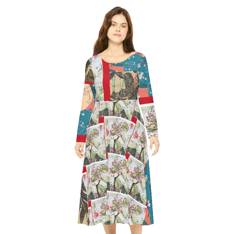 Women's Long Sleeve Dance Dress (AOP) TREE OF HOPE